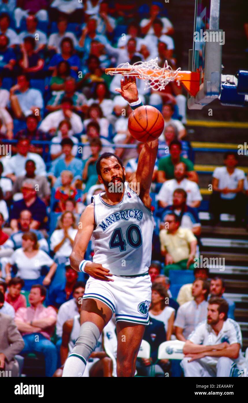 NBA Dallas Maverick center James Donaldson dunks the ball Stock