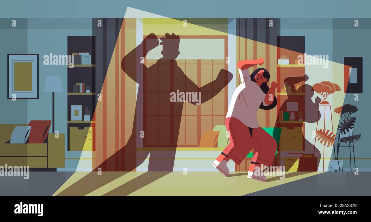 shadow of angry husband punching and hitting wife stop domestic ...