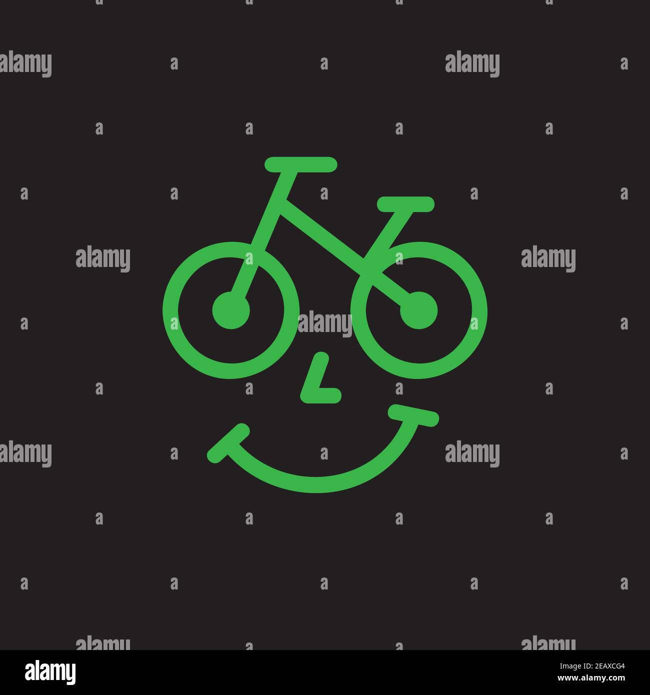 Bicycle shop vector illustration icon. Bike rental, service or store logo with face and smile