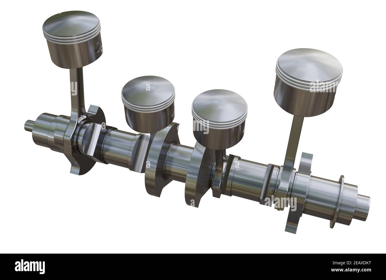 Metal crankshaft and 4 pistons with connecting rods Stock Photo Alamy