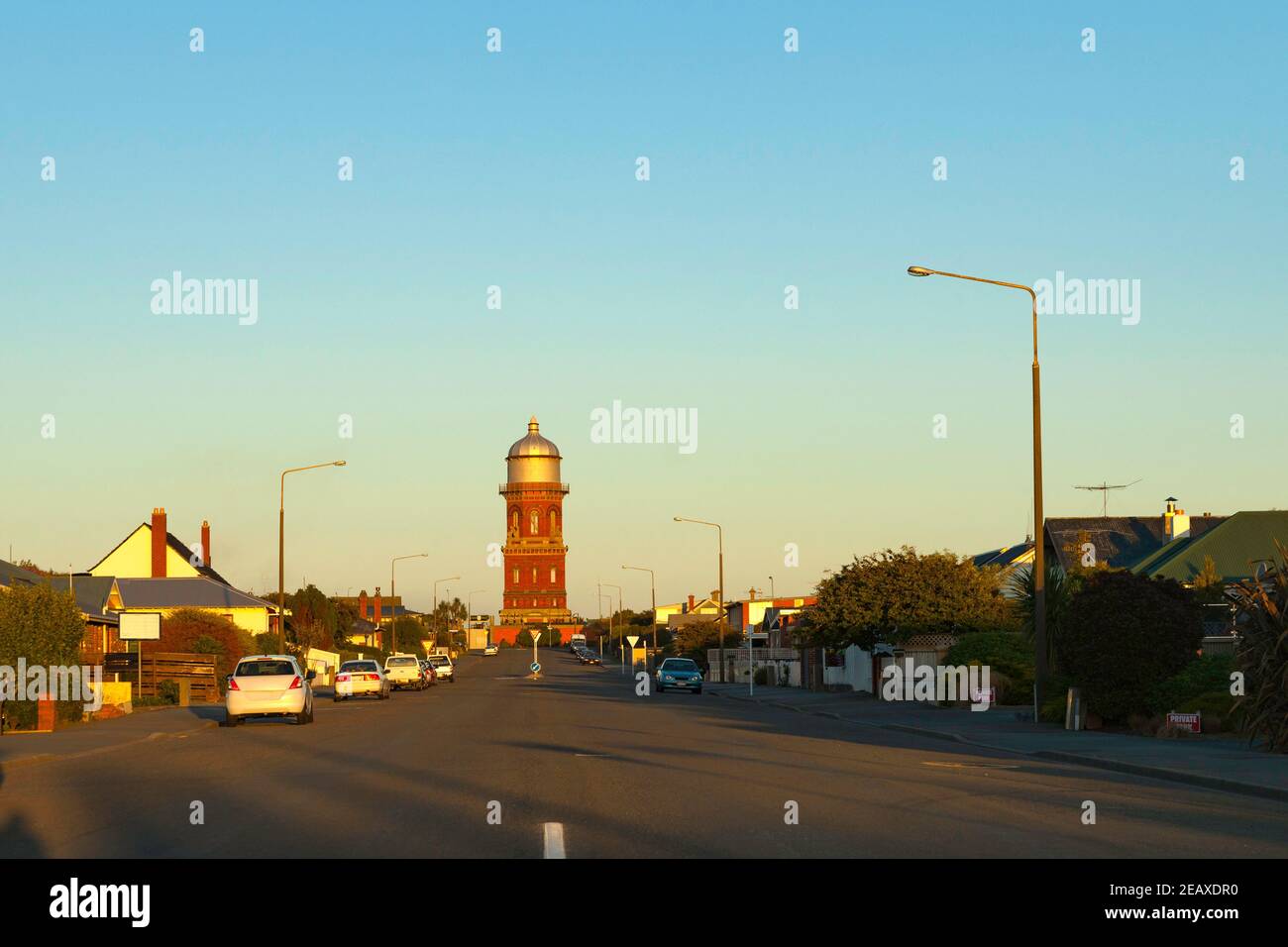 Invercargill Water Tower aesthetic utility red brick tower.building built in 1889. Stock Photo