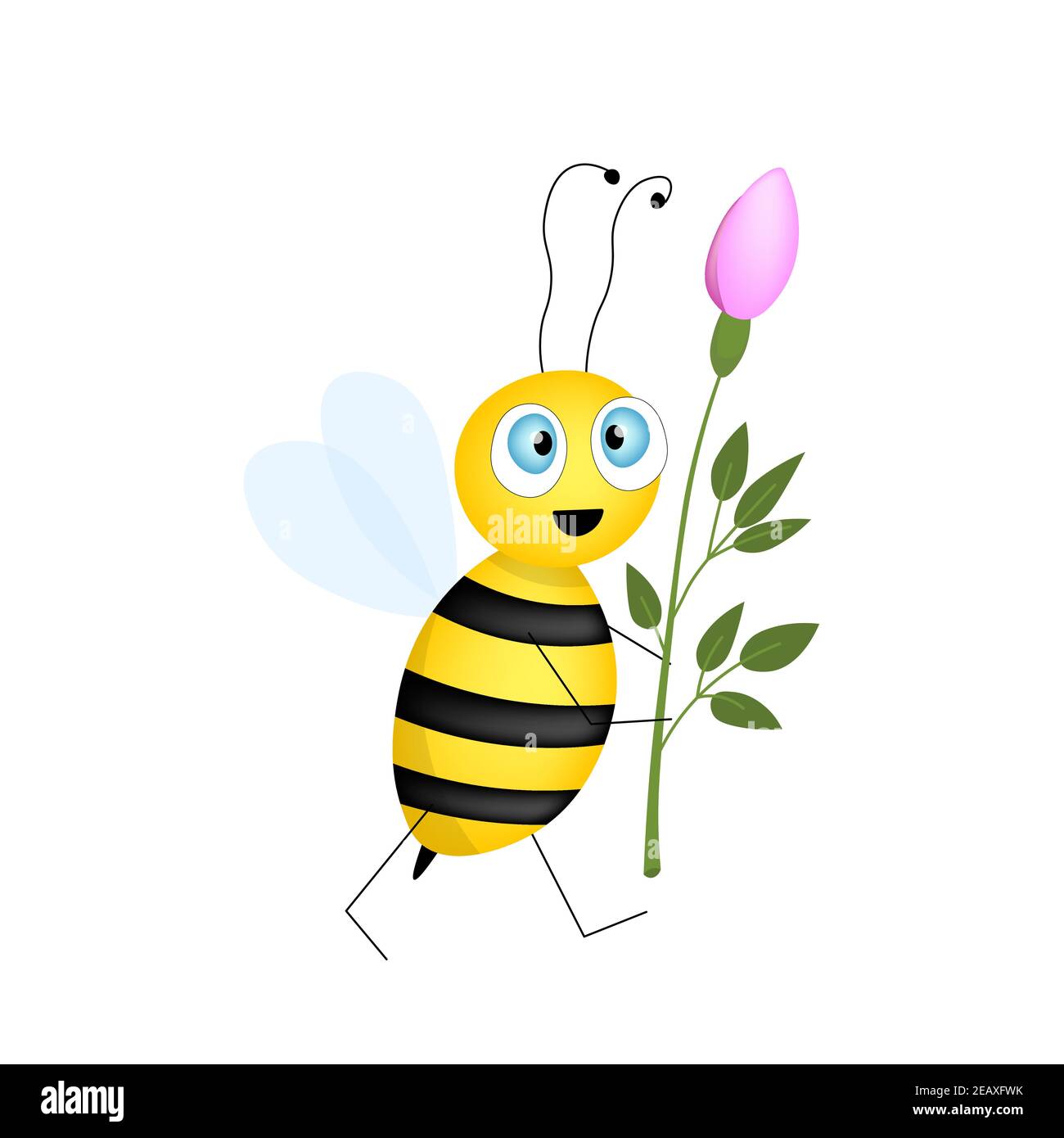 Cartoon cute bee mascot. A cheerful bee with flower. Small wasp. Vector  character. Insect icon. Design template for invitation, greeting card Stock  Vector Image & Art - Alamy