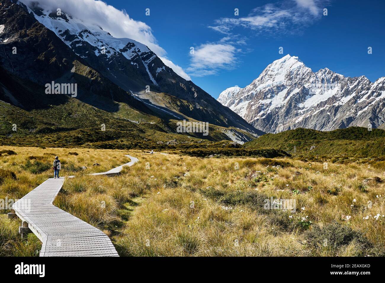 Boardwalk approaching Aoraki Mt Cook on the Hooker Valley Track, Mt ...