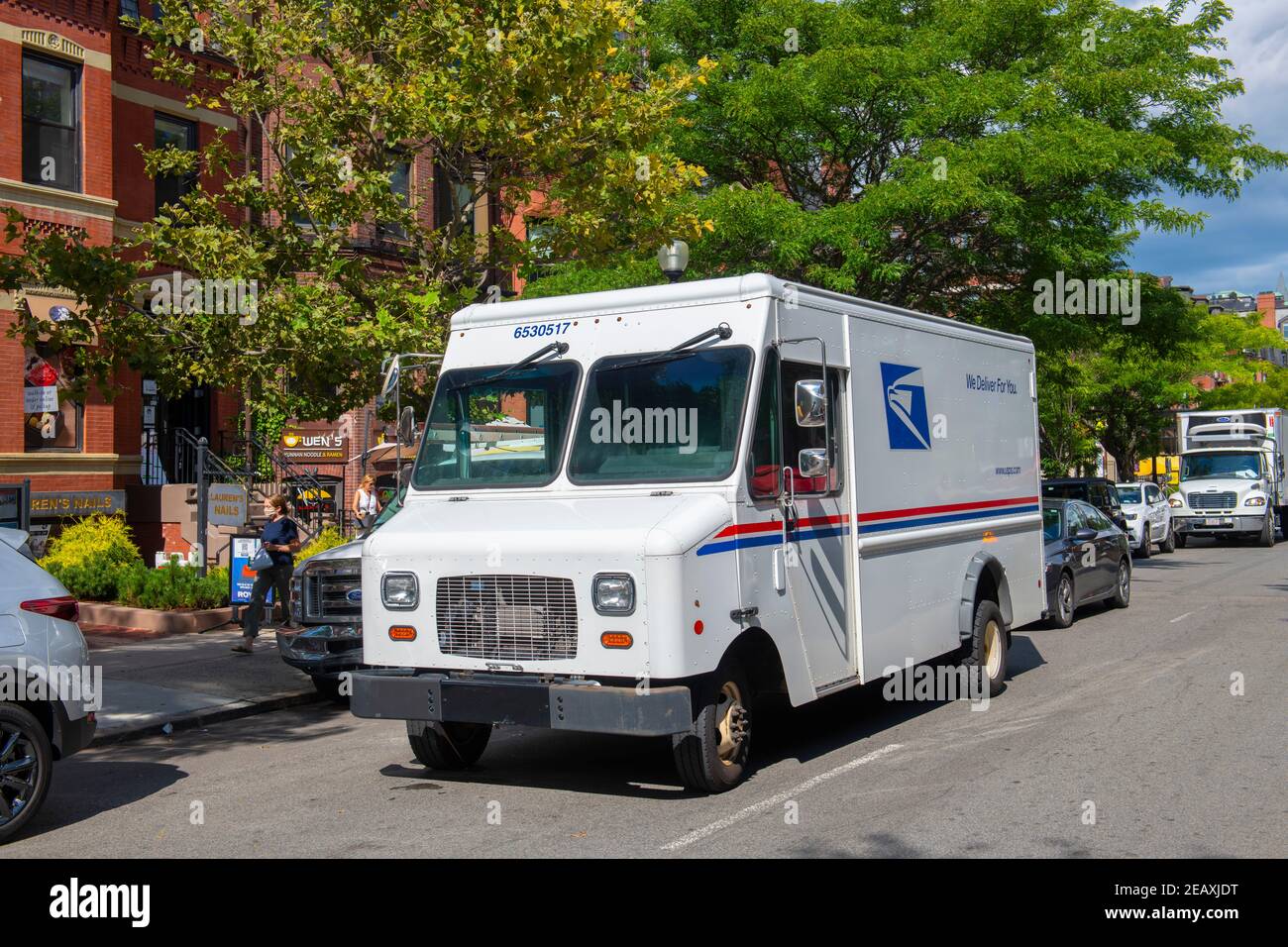United States Postal Service USPS delivery truck on Newbury Street in