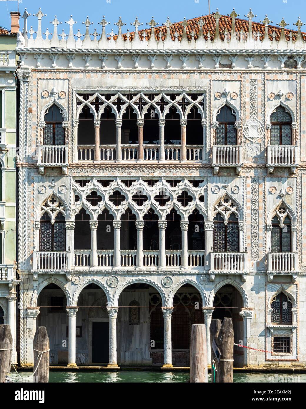 Facade of the Ca d'Oro (in Italian “Golden House” or “Palazzo Santa Sofia) overlooking the Gran Canal, Venice, Italy Stock Photo