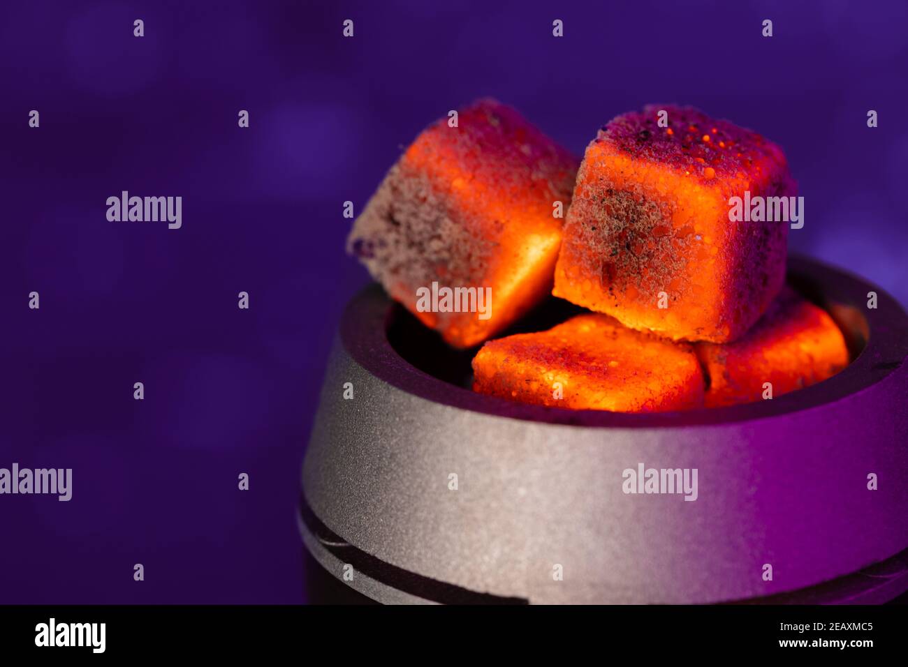 Burning hookah coals in hookah bowl close up Stock Photo Alamy