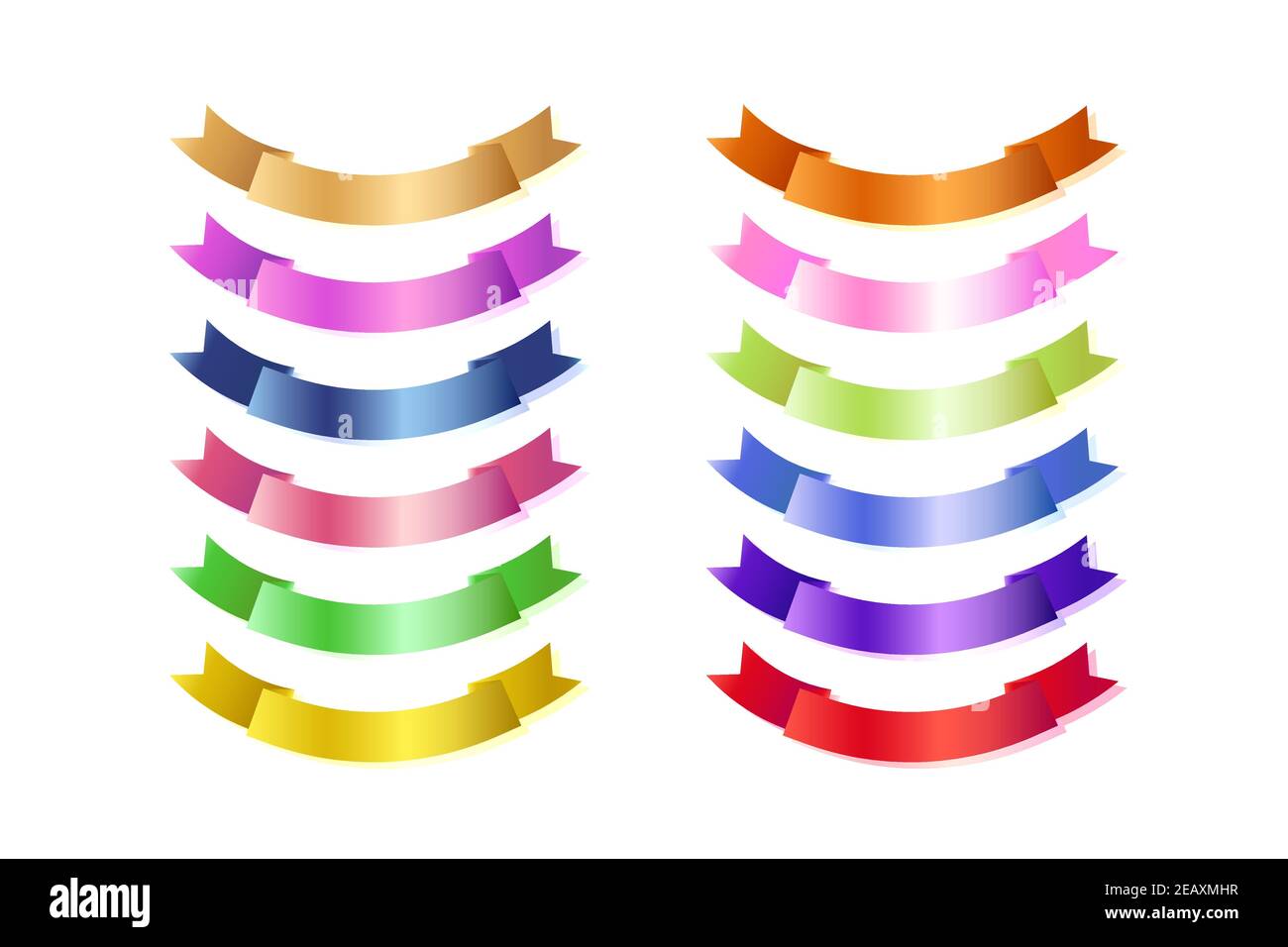 Set of colorful flat ribbons isolated on white background. Ribbon ...