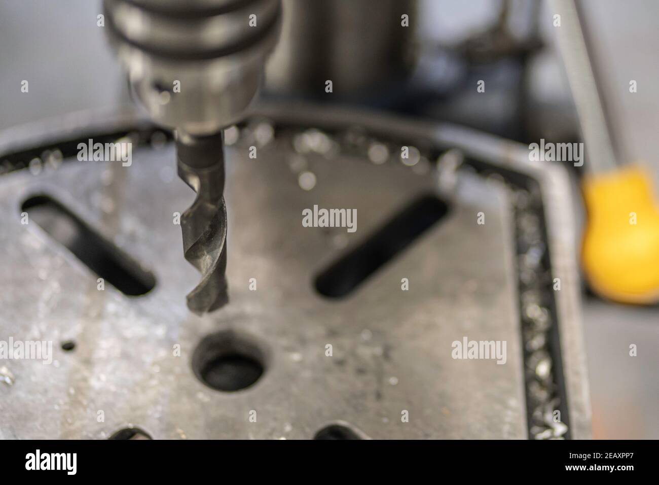 Mechanical Drill bit in factory to drill through steel Stock Photo Alamy