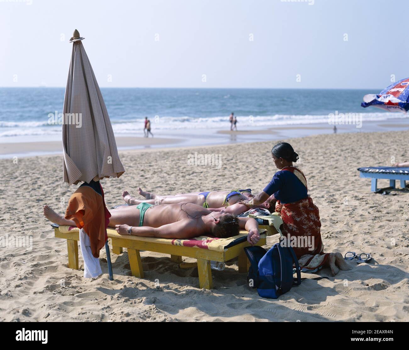 Asia,India, Goa,Colva Beach, Local Woman Giving Massage to Tourists Stock  Photo - Alamy