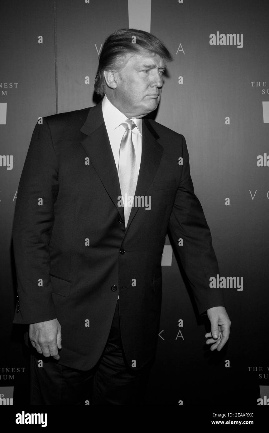 Donald J. Trump attends arrivals for DRINKS AMERICA Launches TRUMP VODKA at Les Deux night club on January 17, 2007 in Los Angeles, California. Credit: Jared Milgrim/The Photo Access Stock Photo