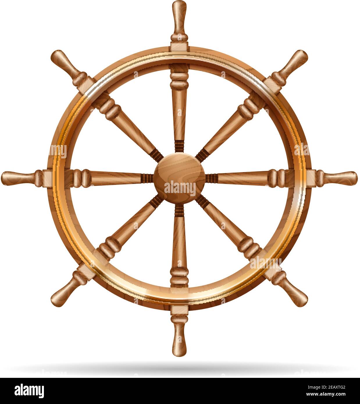 Antique wooden ship wheel on the white background isolated vector ...