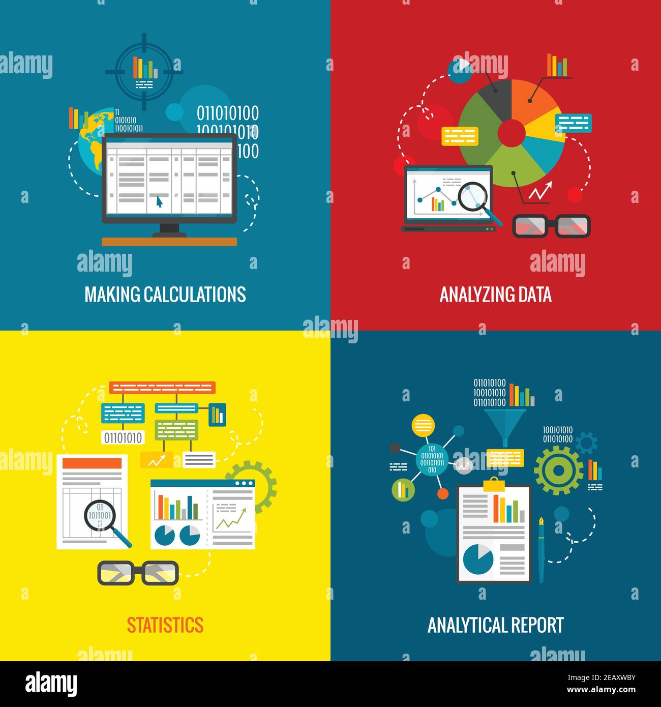 Data analytics design concept with making calculations statistics and ...