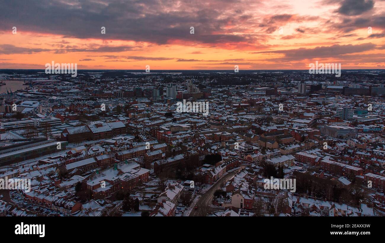 An aerial photo of Ipswich, Suffolk, UK at sunset Stock Photo Alamy An aerial photo of Ipswich, Suffolk, UK at sunset Stock Photo Alamy