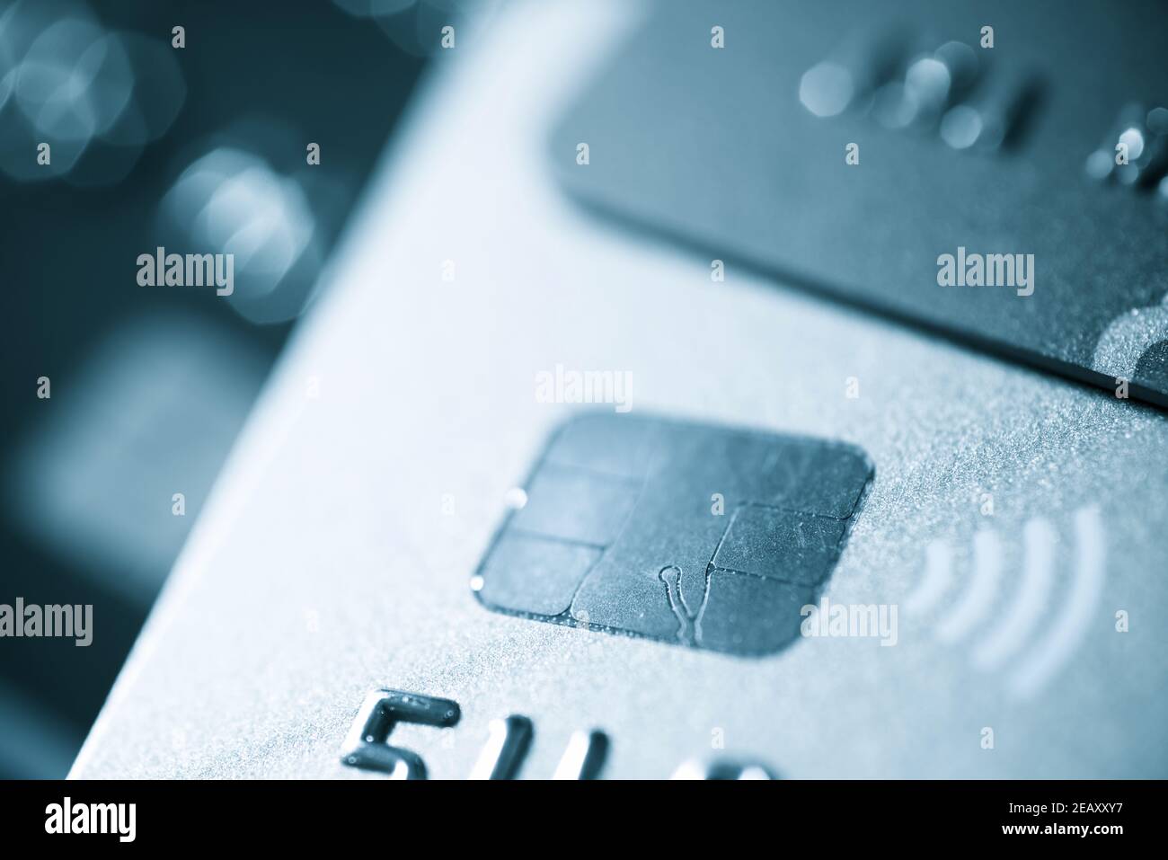 Electronic chip in a credit card view Stock Photo Alamy