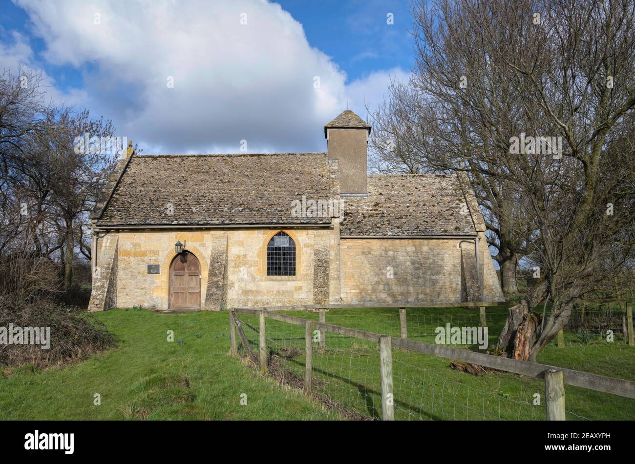 Little Washbourne Church, Cotswolds, Gloucestershire, England. Stock Photo