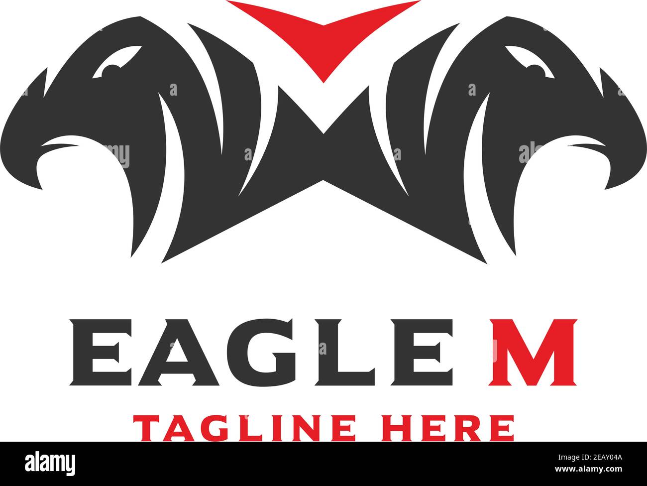 logo 2 eagle head initials M your company Stock Vector