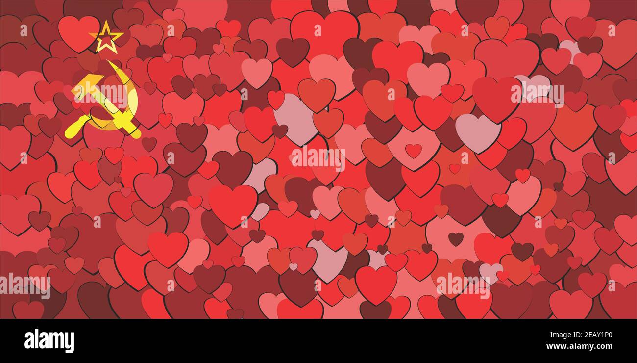 Soviet Union flag made of hearts background - Illustration, Abstract ...