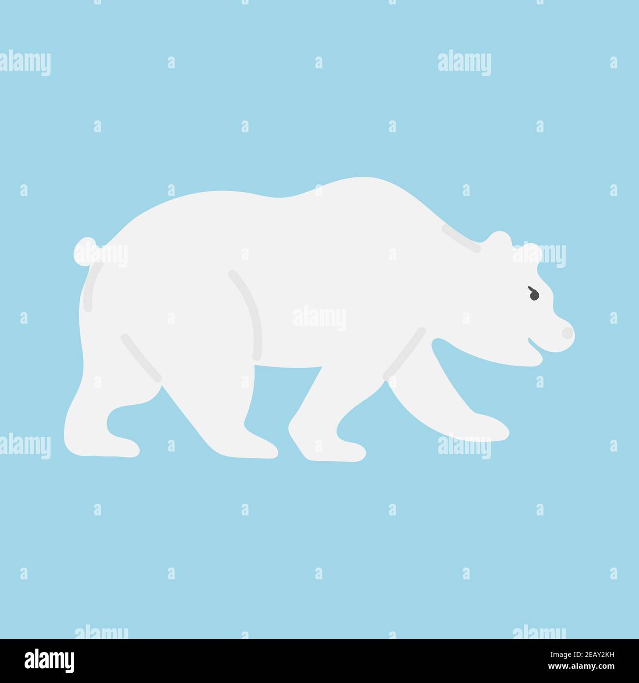 Polar bear with white fur. Hand drawn vector illustration isolated on white background. Stock Vector