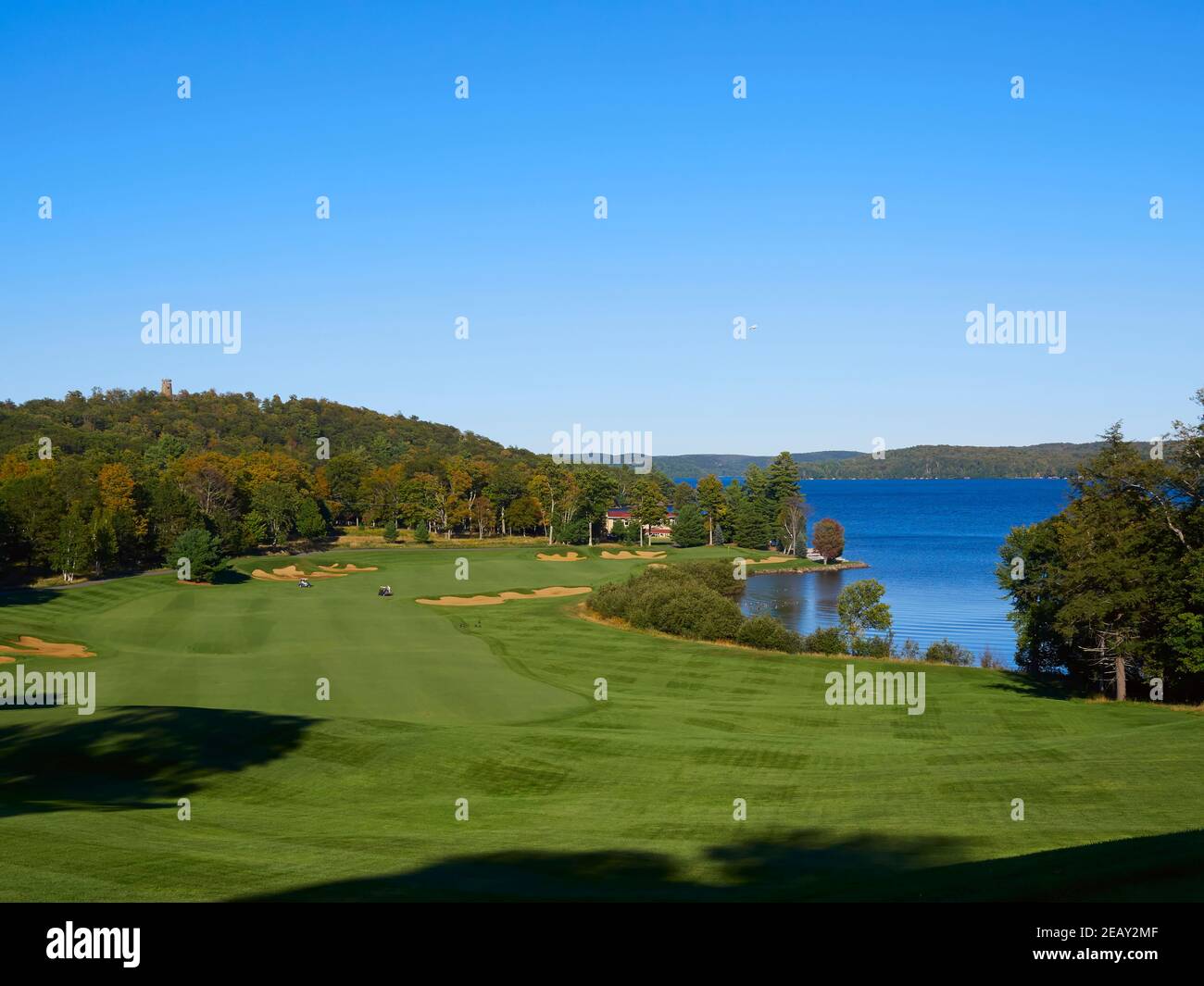 Bigwin Island Golf Course, Lake of Bays, Ontario. Challenging par 72 golf course in an exclusive island resort. Stock Photo