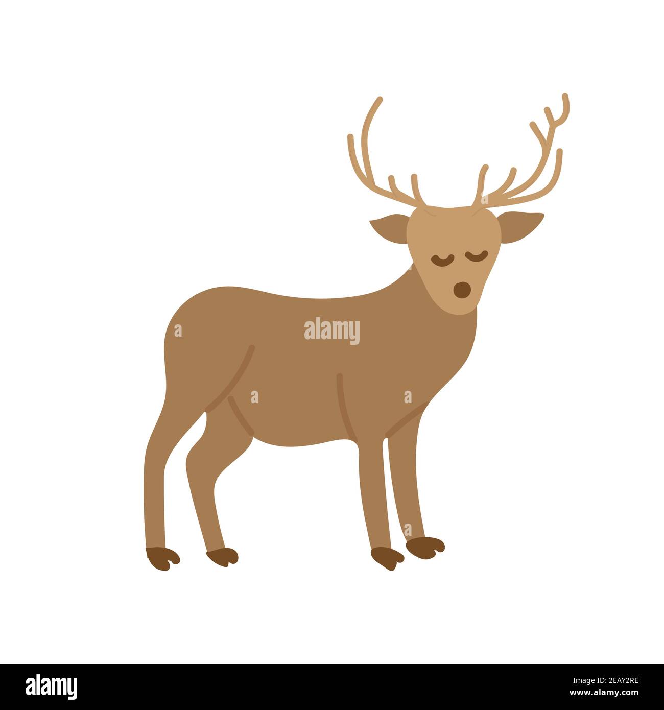 Hand drawn deer with horns vector illustration isolated on white ...