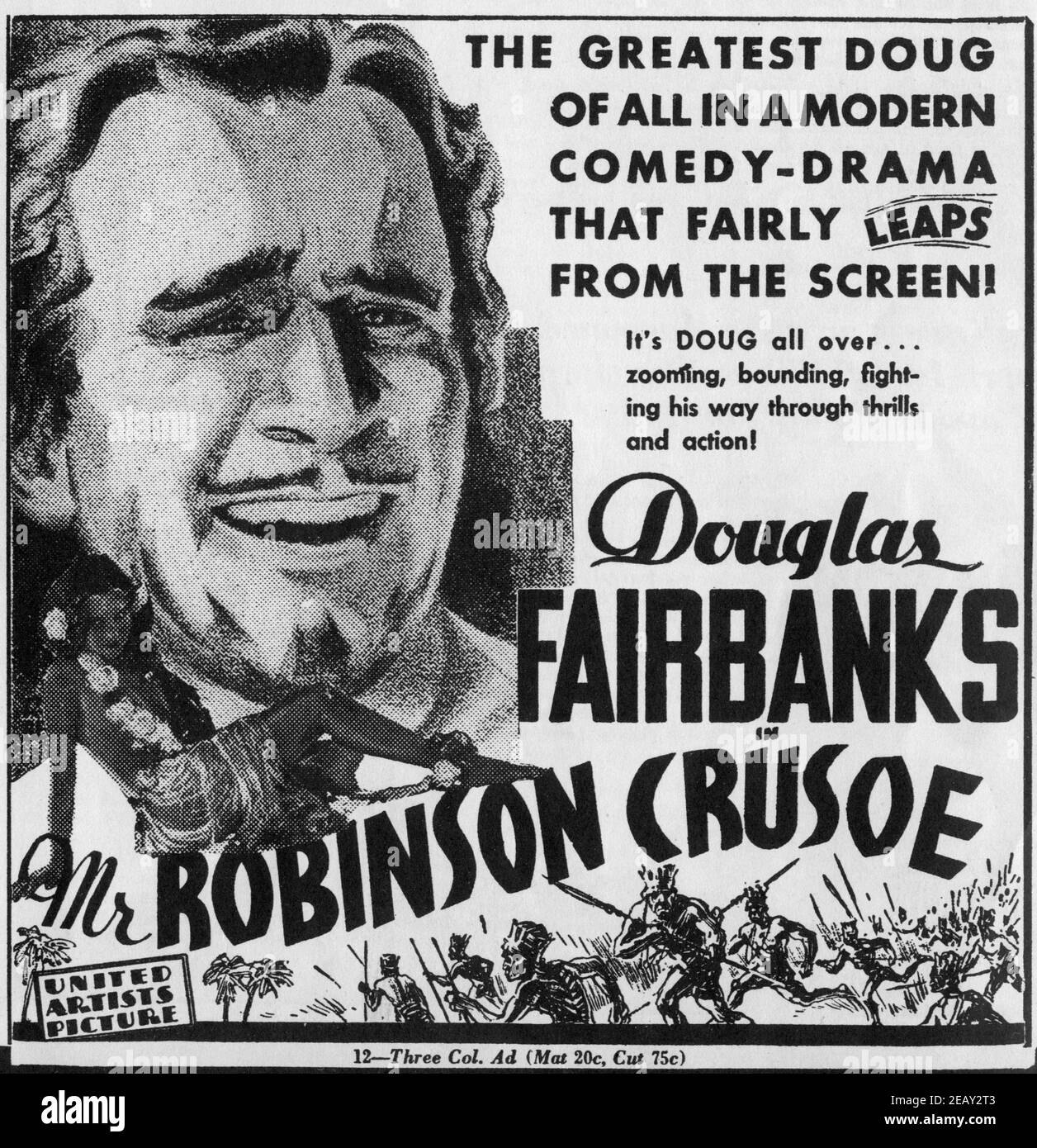 DOUGLAS FAIRBANKS Sr and MARIA ALBA in MR. ROBINSON CRUSOE 1932 director A. EDWARD SUTHERLAND story Douglas Fairbanks (as Elton Thomas) music Alfred Newman Elton Productions / United Artists Stock Photo