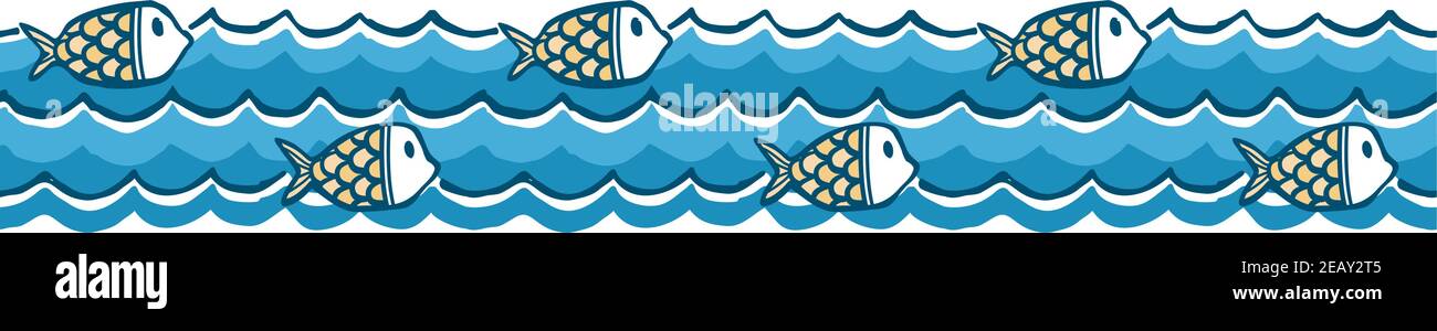 Vector illustration of a fish swimming in the sea. Stock Vector