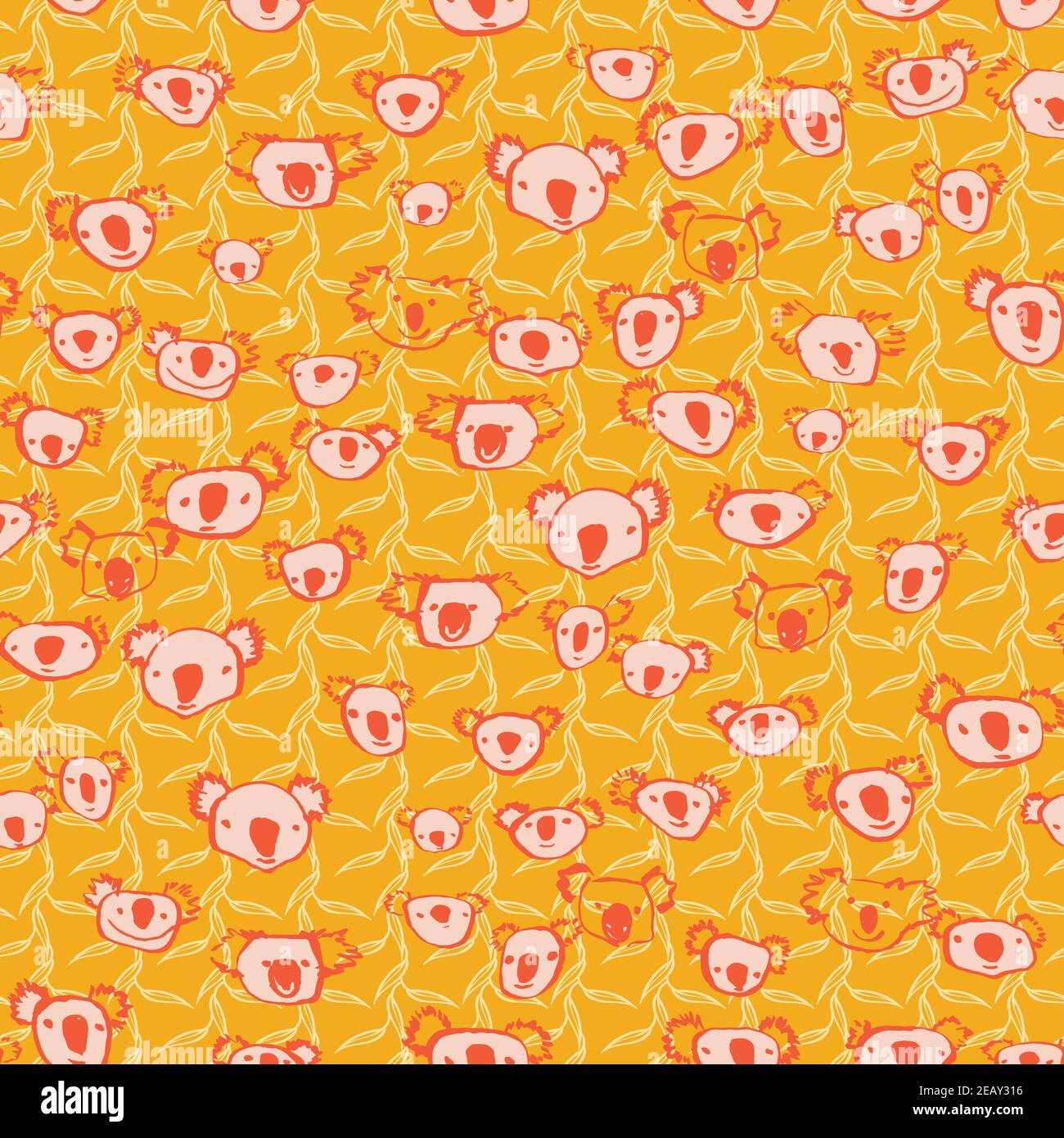 doodle coala heads seamless vector pattern Stock Vector