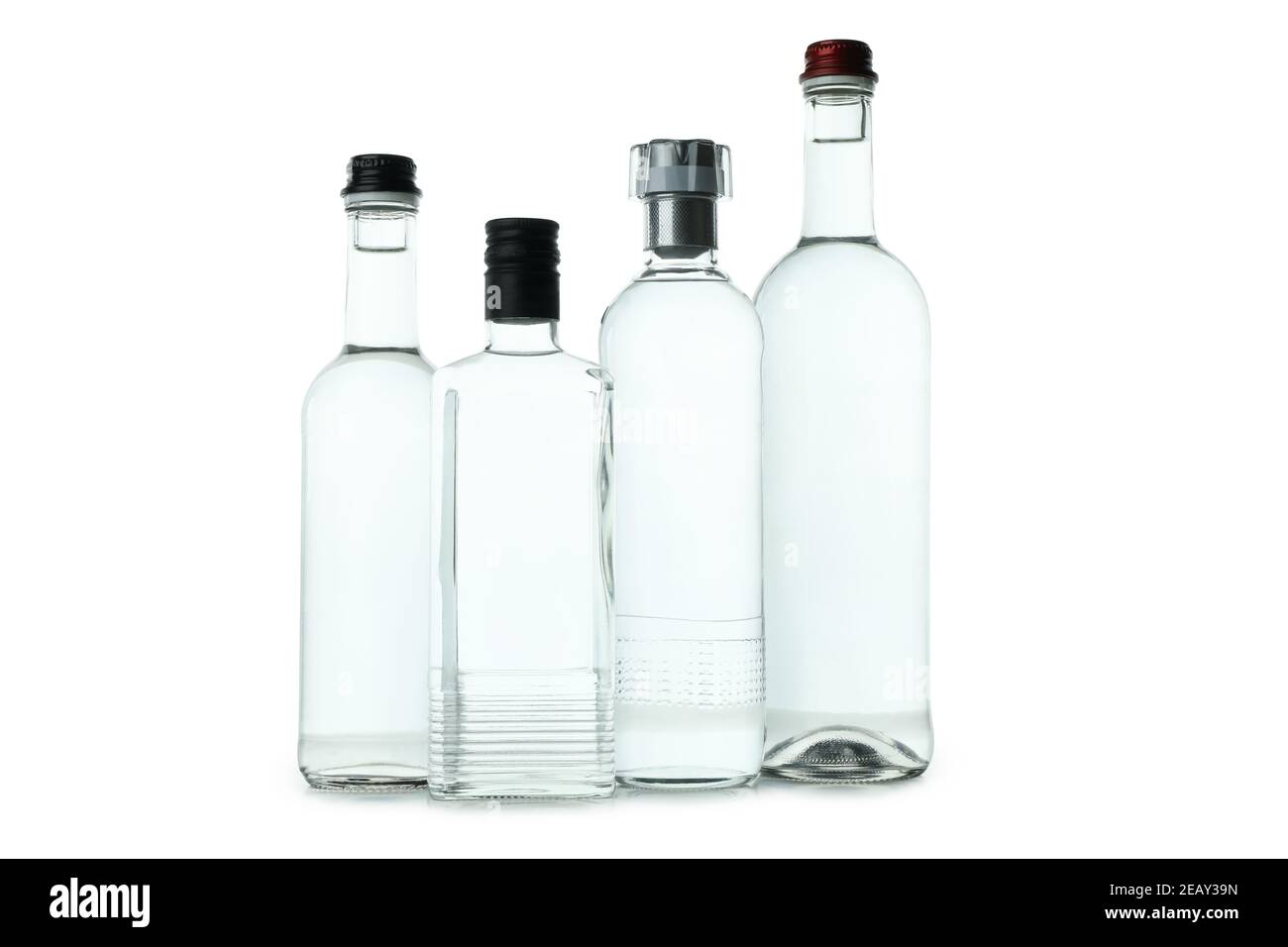 Blank bottles of vodka isolated on white background Stock Photo Alamy