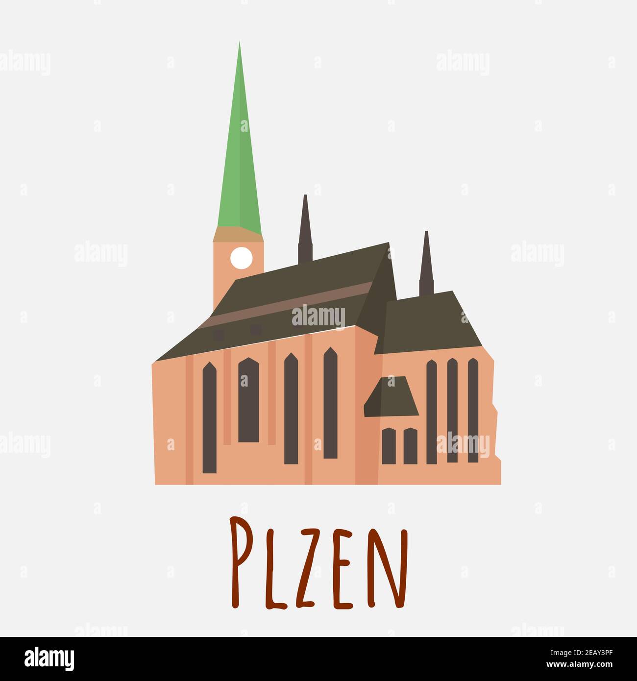 Gothic Cathedral of St. Bartholomew in Plzen Stock Vector