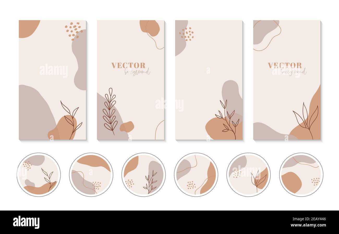 Floral insta highlight covers neutral social Vector Image