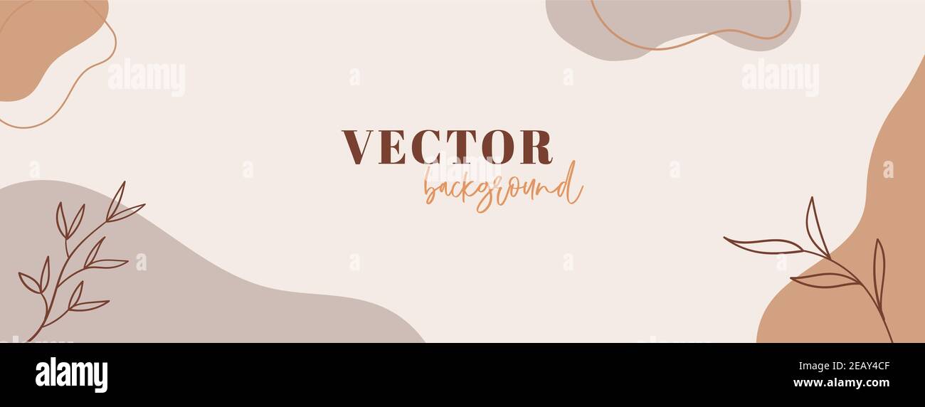 Abstract organic long vector banner template. Minimal background in boho style with copy space for text. Facebook cover Stock Vector