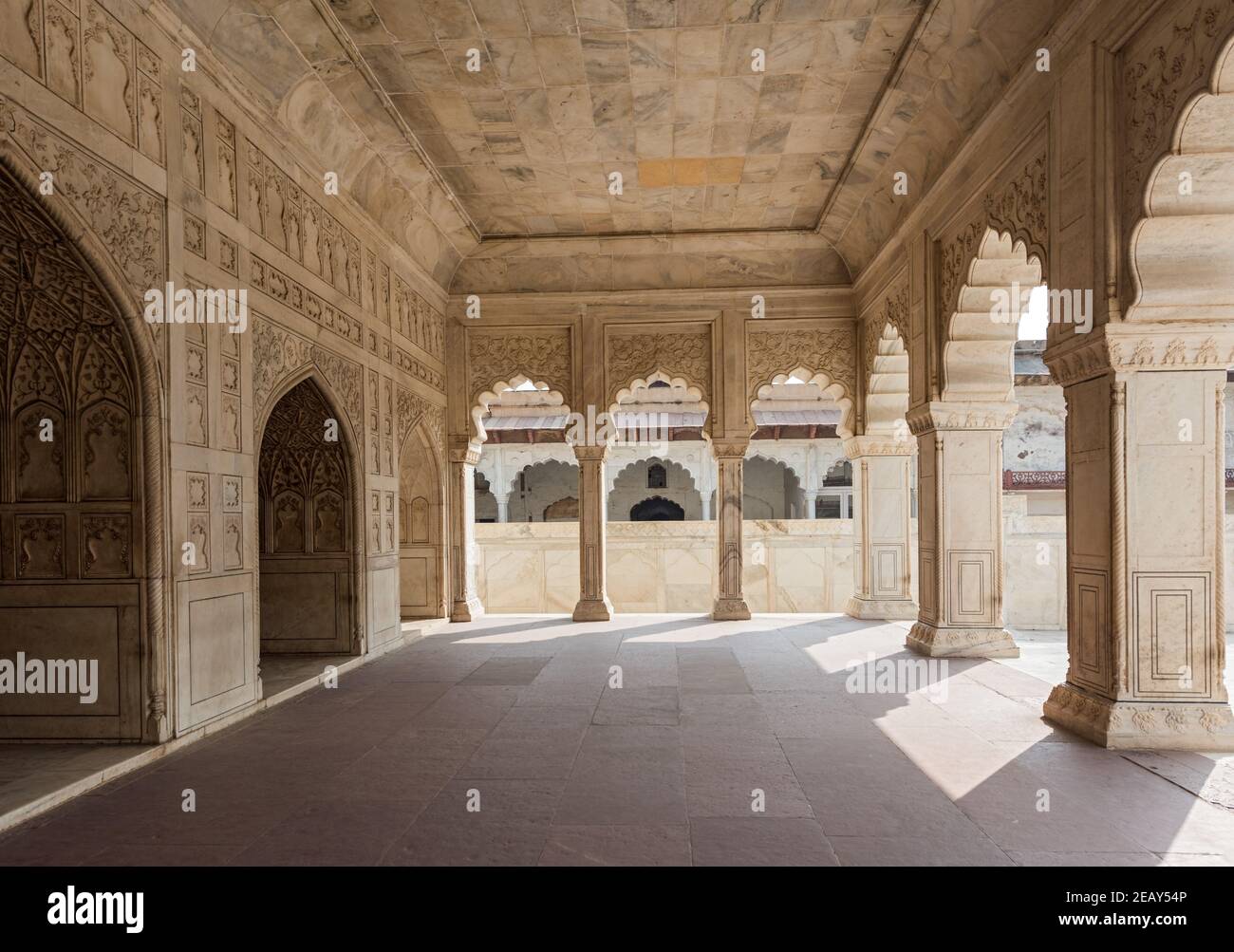 Agra Fort royal palace interior architecture with intricate wall