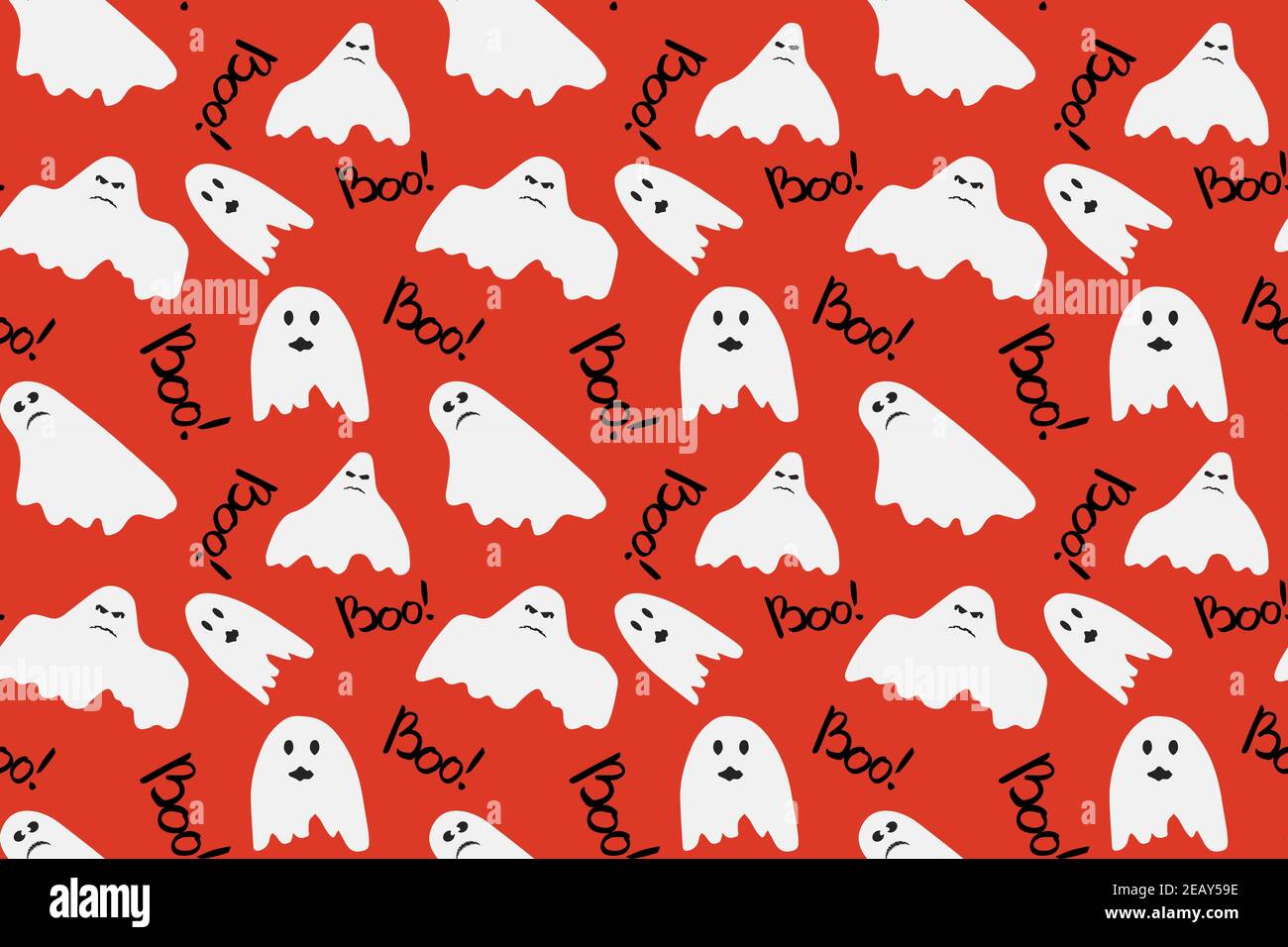 Cute ghost seamless pattern with lettering Stock Vector