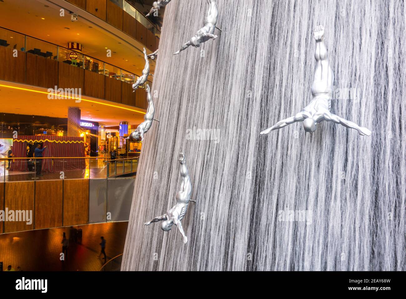 DUBAI, UAE, OCTOBER 26, 2016 View of an artificial waterfall with