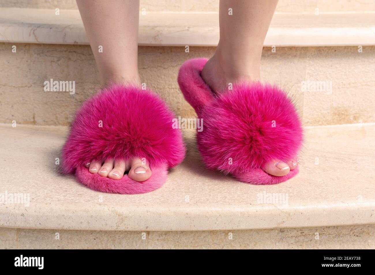 Pink Slippers Stock Photo - Download Image Now - Slipper, Fluffy