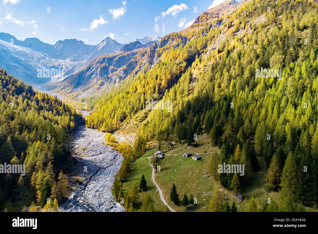 Valmalenco IT Chiareggio Aerial View Of The Val Sissone Stock Photo 