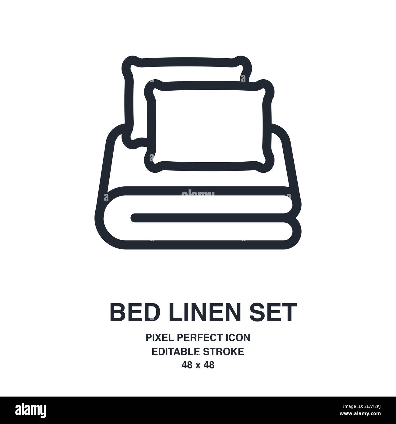 Bed linen set with pillows, bed sheet and duvet cover isolated on white