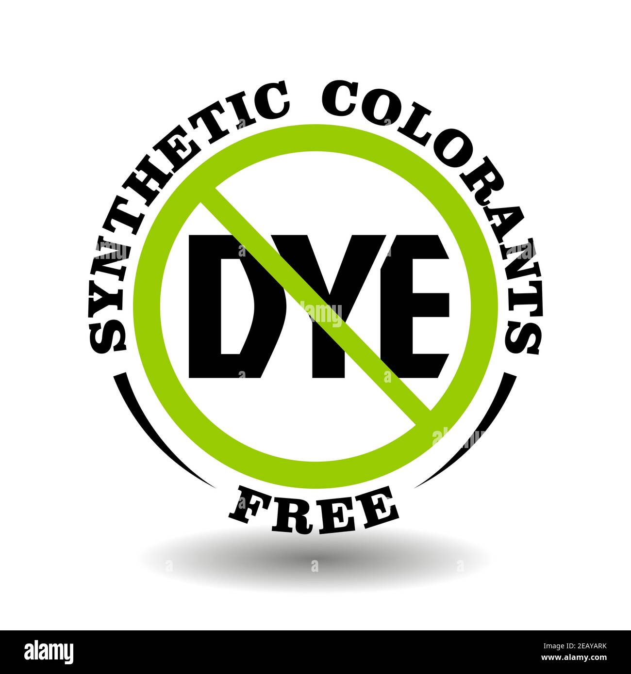 Vector stamp No synthetic colorants, non artificial colors for product packaging. Vector icon DYE free isolated on white Stock Vector
