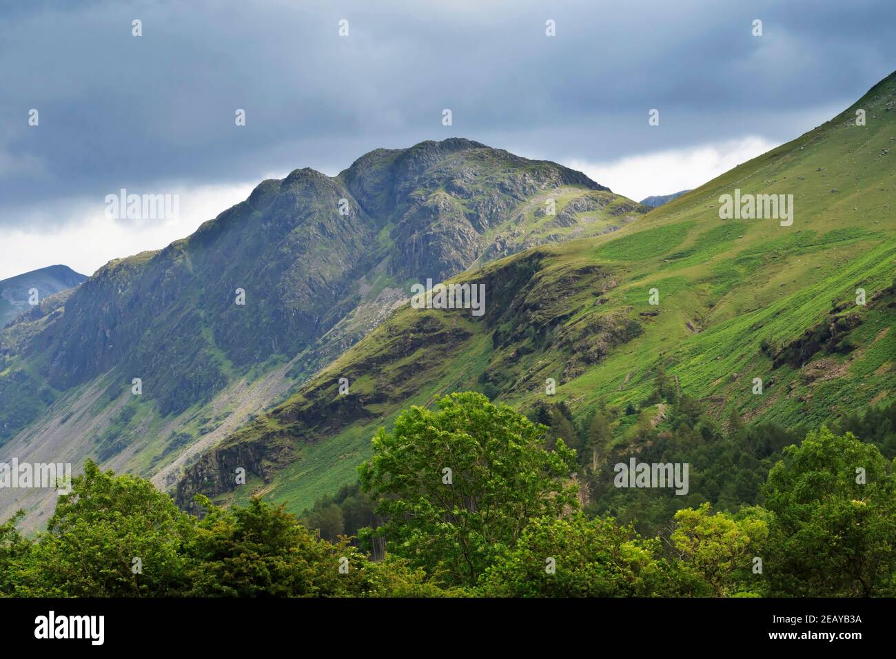 High Crag and Buttermere Fell on a stormy day, Lake District, Cumbria Stock Photo