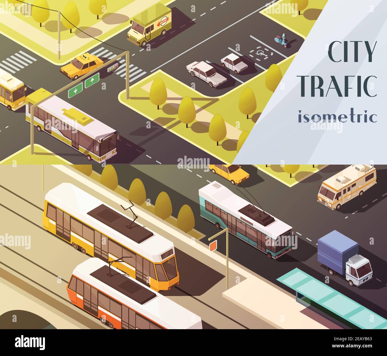 Transport horizontal banners set with city traffic symbols isometric ...