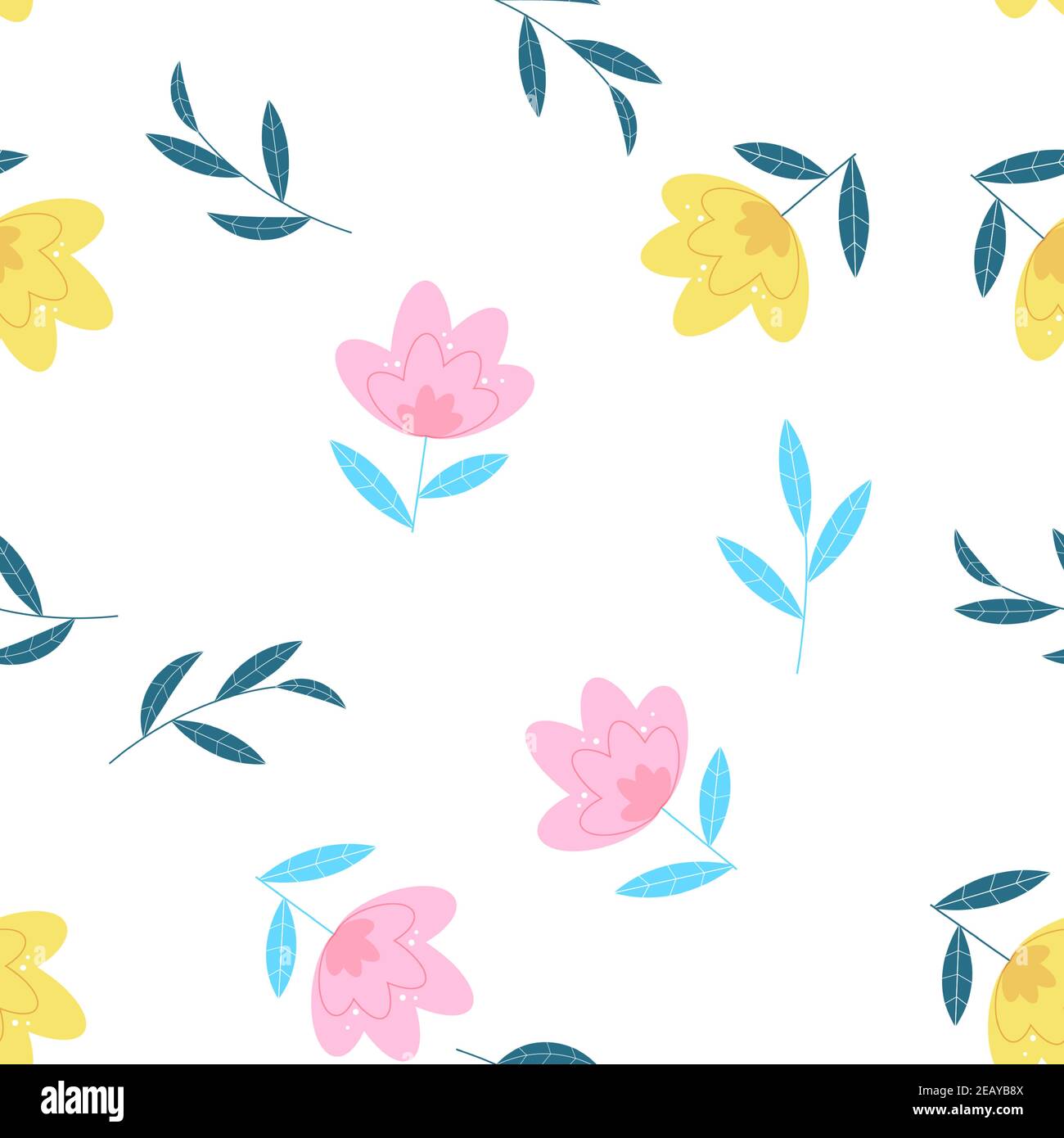 Summer Flower Seamless Pattern Background Vector Illustration Stock ...
