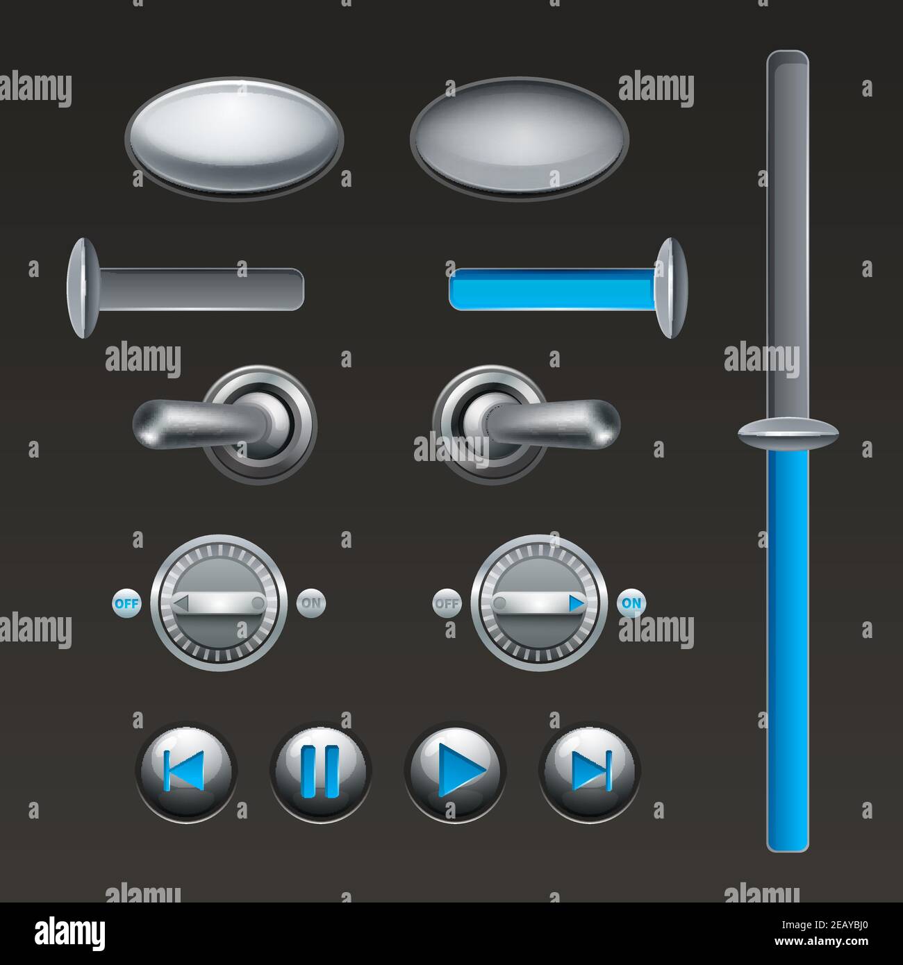 On off touch analog buttons and toggles set isolated vector ...