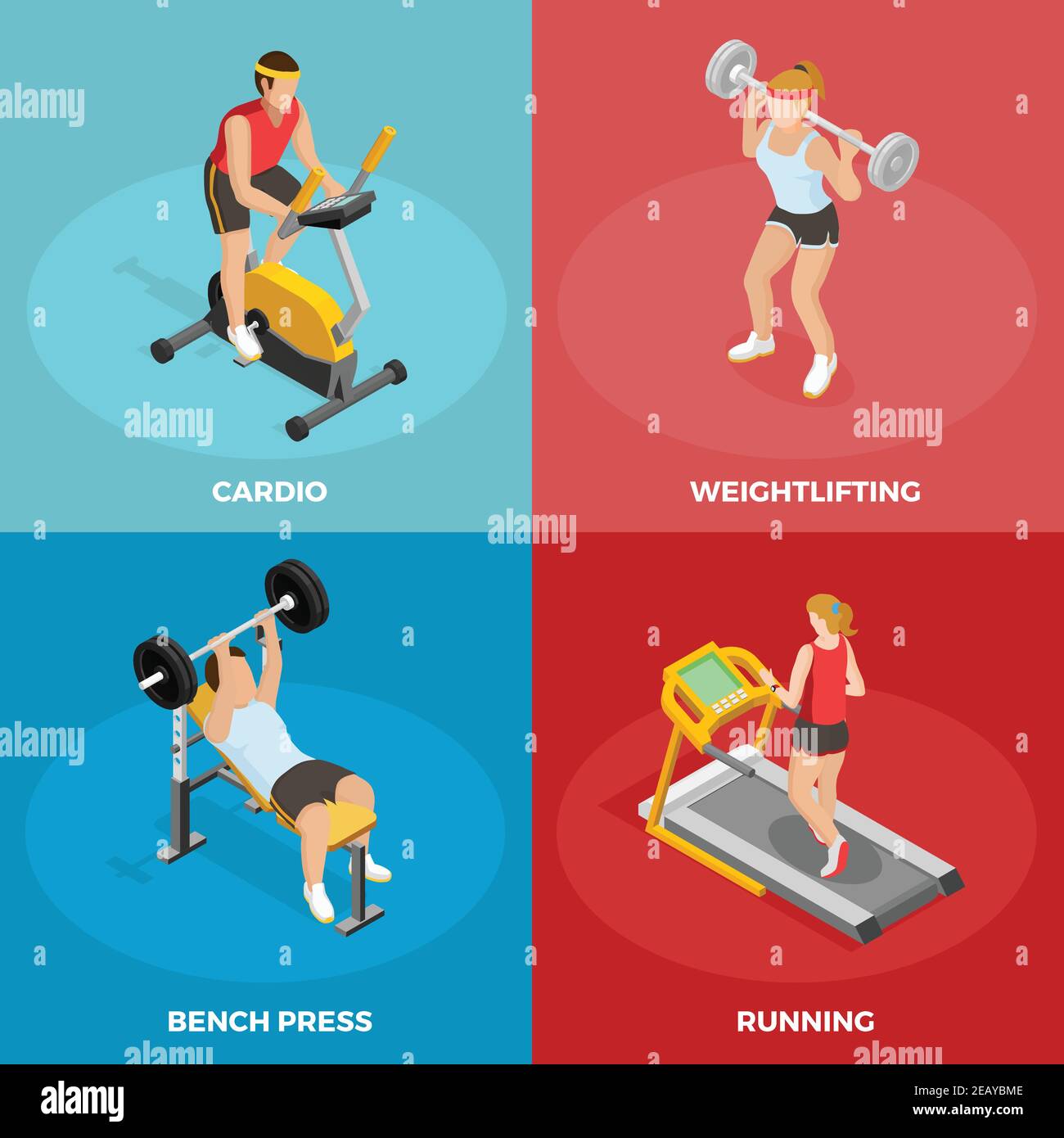 Gym sport isometric concept with different physical activities and sports exercises isolated vector illustration Stock Vector Image Art Alamy