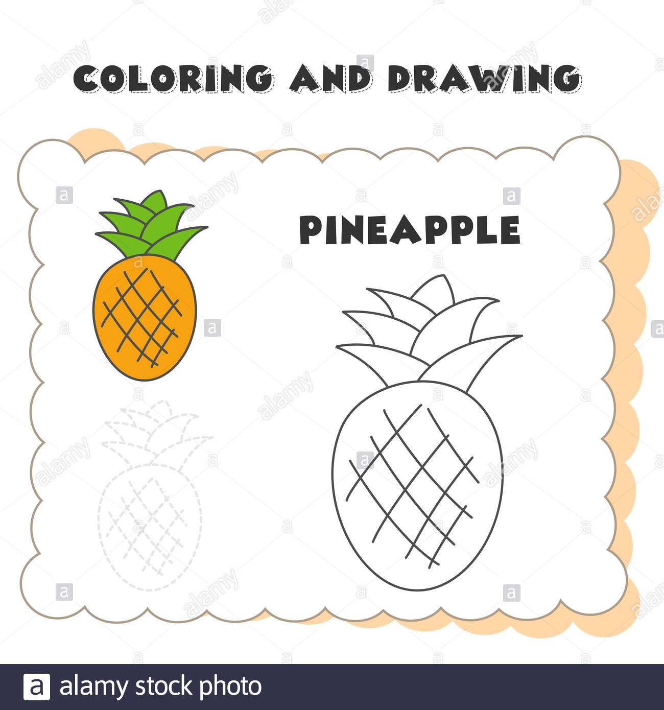 Coloring And Drawing Book Element Pineapple Drawing Of A Strawberry For Children S Education Stock Vector Image Art Alamy