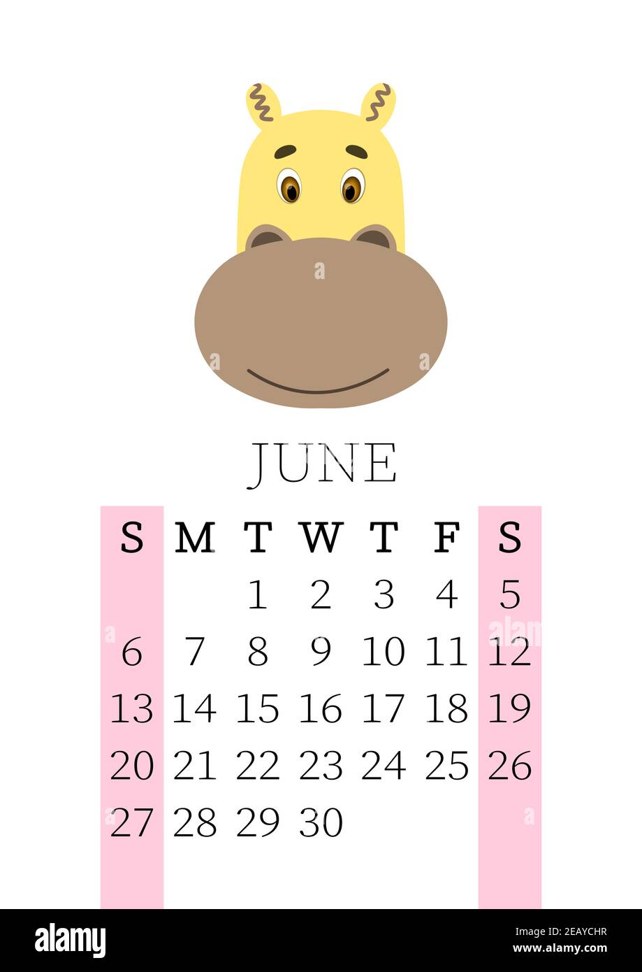 calendar 2021 monthly calendar for june 2021 from sunday to saturday yearly planner templates with cute hand drawn face animals vector stock vector image art alamy