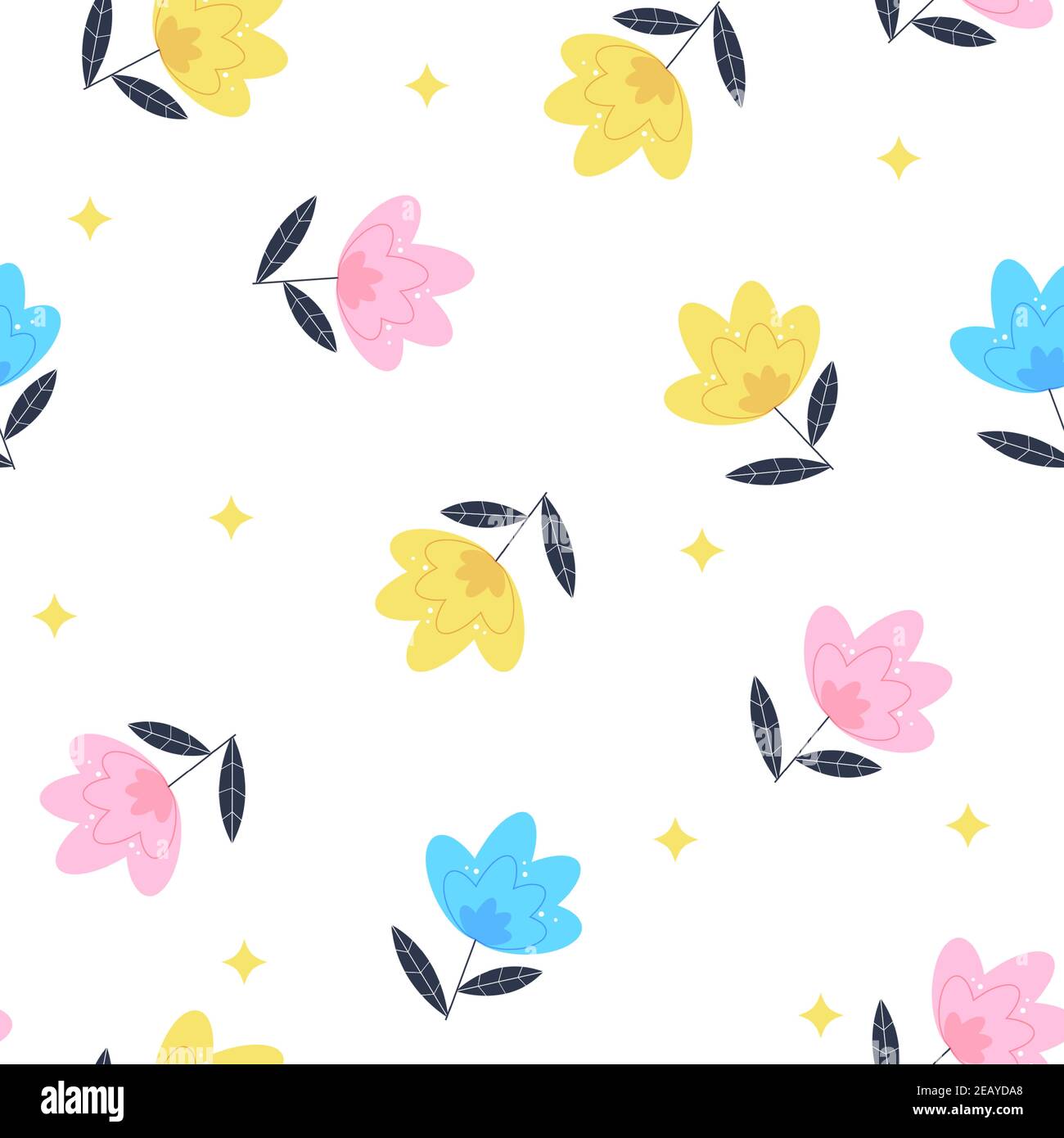 Summer Flower Seamless Pattern Background Vector Illustration Stock ...