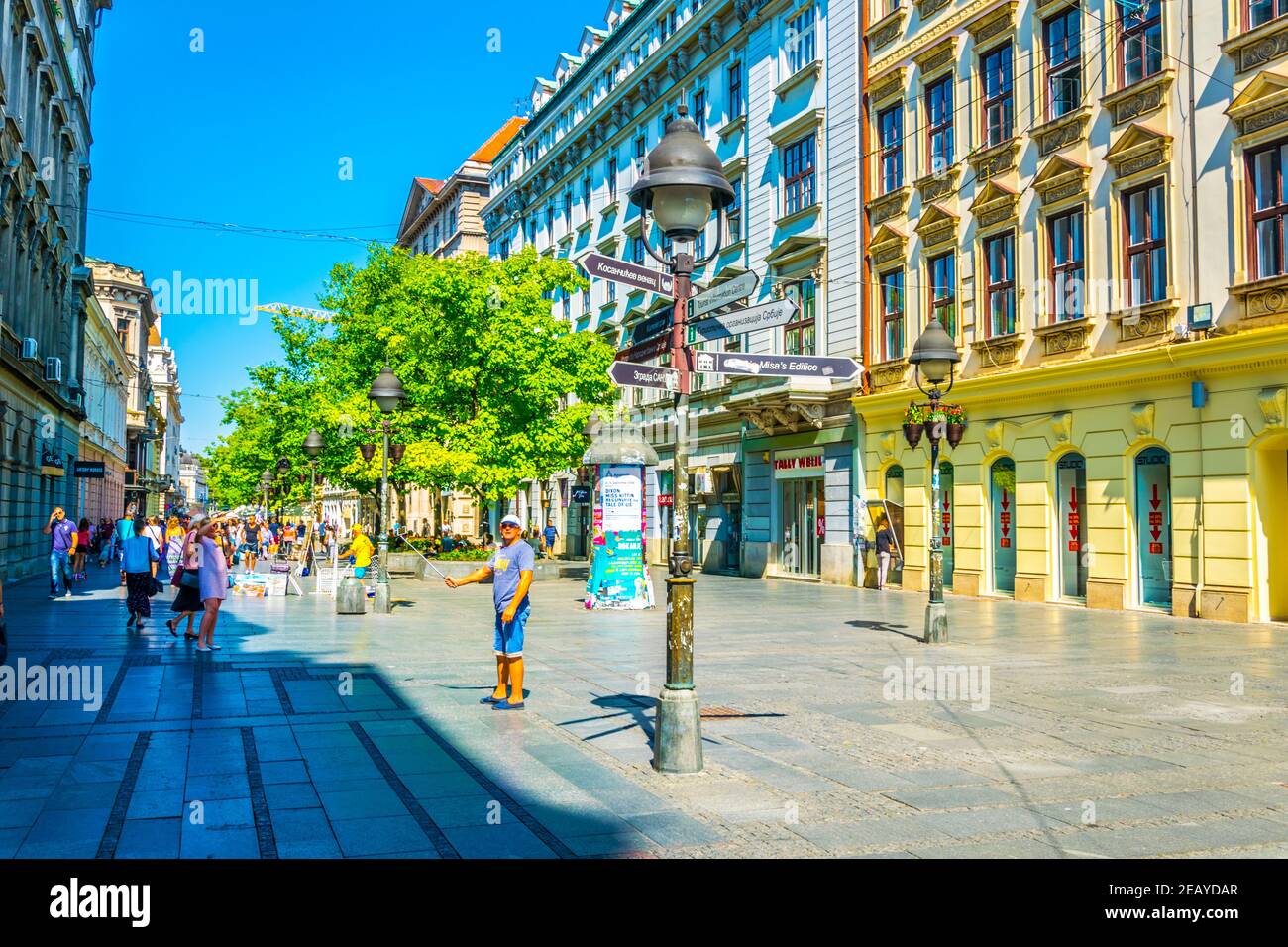 BELGRADE, SERBIA, AUGUST 26, 2017: People are strolling on the kneza mihaila street in belgrade, serbia. Stock Photo