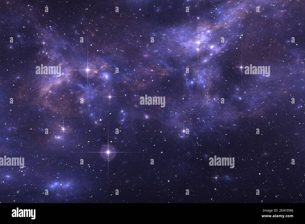 Starry night sky space background with nebula, 3D illustration Stock ...