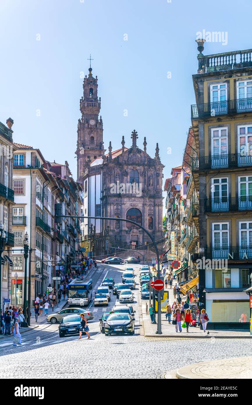 PORTO, PORTUGAL, SEPTEMBER 5, 2016: View of a road leading to the igreja dos clerigos in Porto, Portugal. Stock Photo