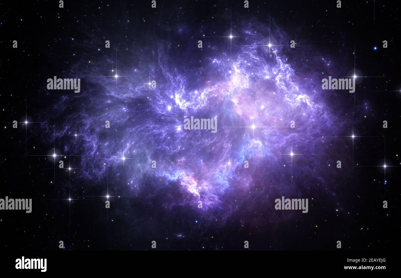 Space background with nebula and stars, 3D illustration Stock Photo - Alamy
